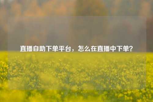 直播自助下单平台，怎么在直播中下单？