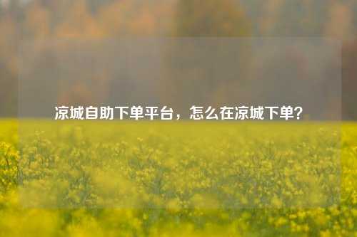 凉城自助下单平台，怎么在凉城下单？