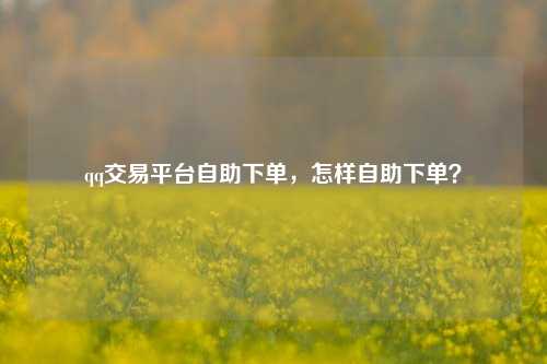 qq交易平台自助下单，怎样自助下单？