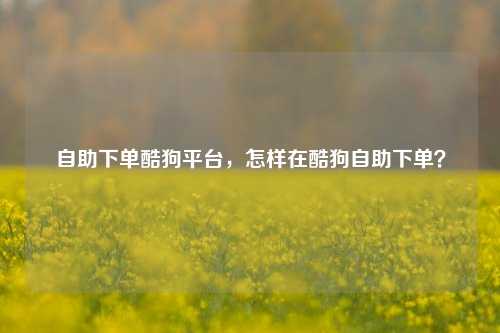 自助下单酷狗平台，怎样在酷狗自助下单？