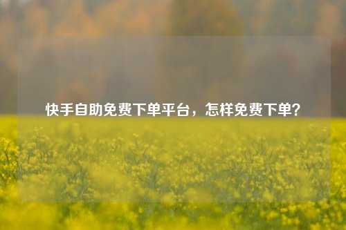 快手自助免费下单平台，怎样免费下单？